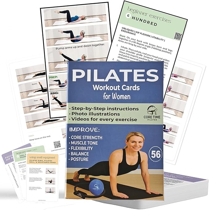 at Home Pilates Kit Featuring Ring, Ball, Band, and Workout Cards. Ultimate at Home Pilates Workout Set..
