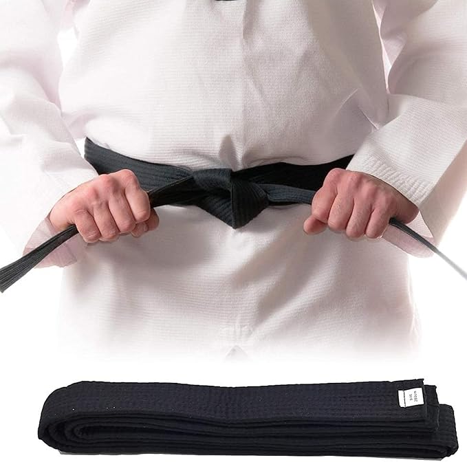 110 Inch Black Karate Belt, 280cm Taekwondo Solid Rank Martial Arts Belts Universal Fit for Judo/Karate/Taekwondo
