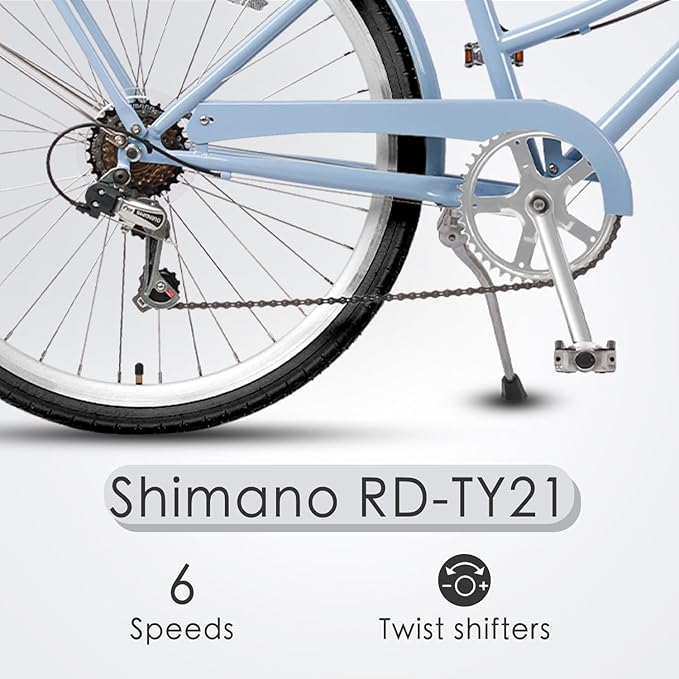 AVASTA Astrid Vela Hybrid Bike for Adult Women Female Lightweight Step Through 26 Inch High Tensile Steel Frame City Commuter Comfort Lady Bicycle, 6-Speed, Multiple Colors