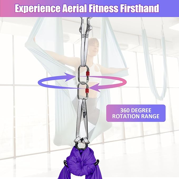 Aerial Silks Kit & Aerial Yoga Hammock - 11Yd Premium Fabric Hardware - Easy Setup for Flying Yoga, Aerial Swing & Fitness - Supports Up to 14ft Rigging