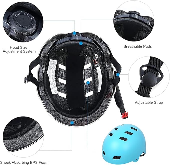 Bike Helmet 3 Sizes for Teenager Kids Youth Adults,Bavilk Skateboard Helmet Adjustable Multi-Sport Bicycle Cycling Scooter Roller Skate Inline Skating Rollerblading for Girls Boys Women Men Teen