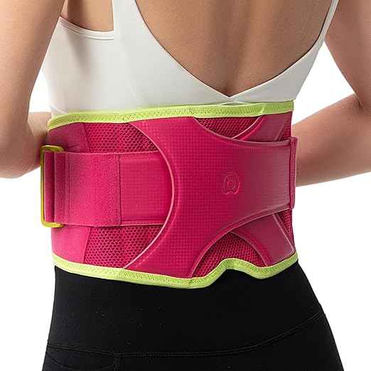 Back Brace for Lower Back Pain Relief, 8X Powerful Support System,Lumbar Support Belt for Men & Women Ergonomic 3D Design with Adjustable Strap for Fitness Running Home Pilates Hot Pink S