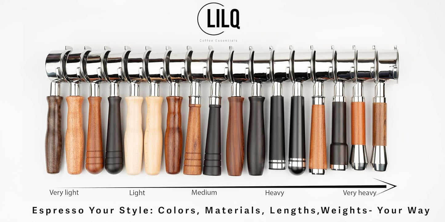 LILQ 54mm Spouted Portafilter Compatible with Breville Barista Express, Barista Pro, Bambino, and More – 18-20g basket included (Rosewood, 54mm Double Spouts)