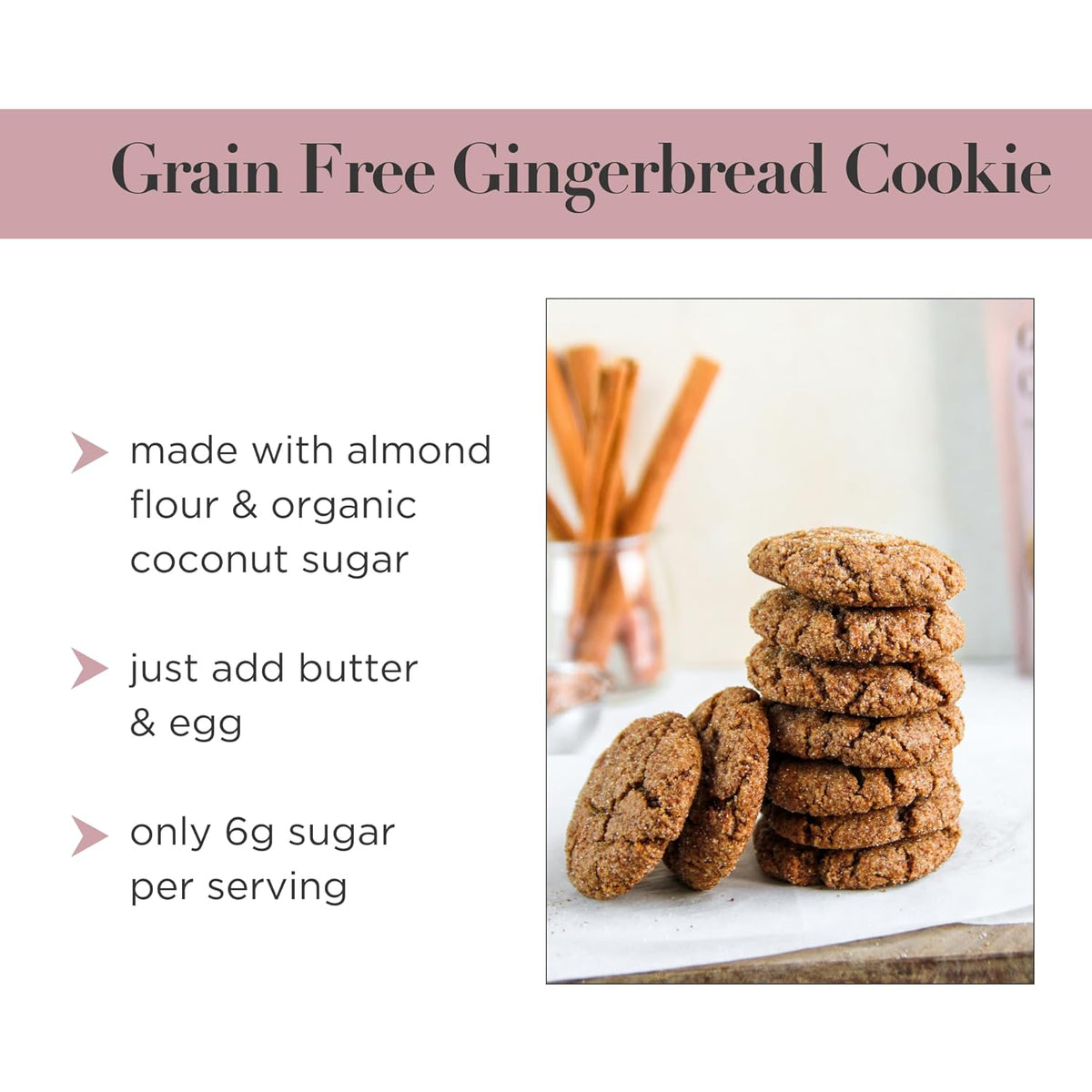 Stellar Eats Grain-Free Gingerbread Cookie Baking Mix | Gluten-Free, Dairy-Free, Plant-Based, Paleo-Friendly | Sweetened with Coconut Sugar | Almond Flour-Based | Non-GMO, Kosher | 8.5 oz | 1 Pack