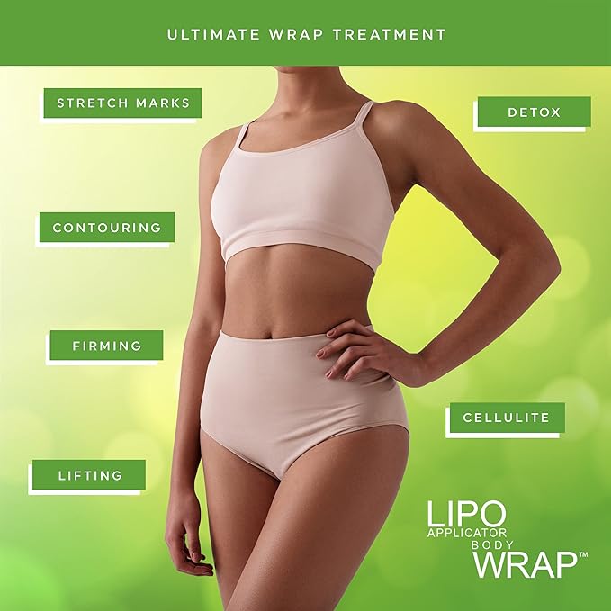 Body Wrap With Guarana, Green Tea, and Seaweed Wraps Works for Stomach Belly Legs Arms Abdomen. 6 Wraps + Gel