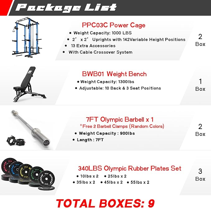 RitFit Power Cage with Optional LAT PullDown/Cable Crossover, 1000LB Squat Rack for Home & Garage Gym, with Weight Storage Rack and More Training Attachments, ASTM-Certified