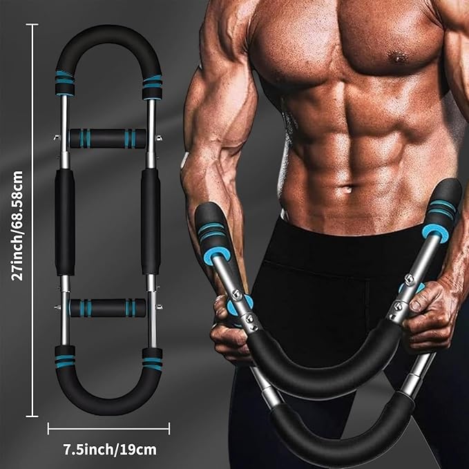 6 Levels Twister Arm Trainer, 40-50-60-75-90-110lb Adjustable Chest Workout Equipment, Portable Power Twister Bar, Body Fitness Machine for Shoulder Back Abdominal Thigh Muscle, Detachable, Men & Women