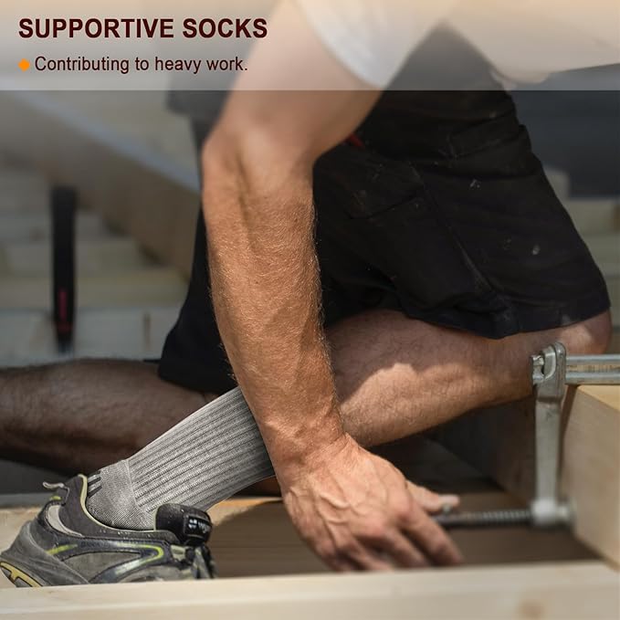 BULLIANT Compression Socks for Men 6Pairs, Athletic Crew Socks Cushioned For Men Sports Running-Arch Support