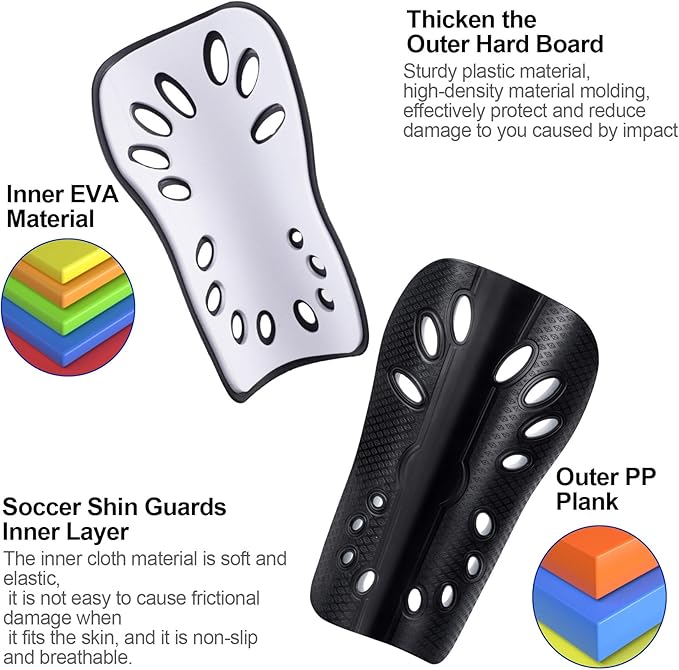 ANCIRS 2 Pair Soccer Shin Guards for Youth, Breathable Shin Guard Sleeves for Football Games, Protective EVA Cushion for Youth Men & Women