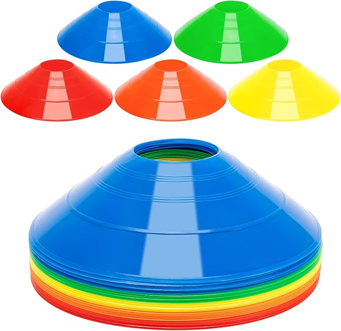 BiAnYC 25/50/100 Pcs Pro Disc Cones - Training Cones Agility Soccer Cones with Carry Bag for Training, Soccer, Football, Basketball,Kids and Other Sports and Games(5 Colors)