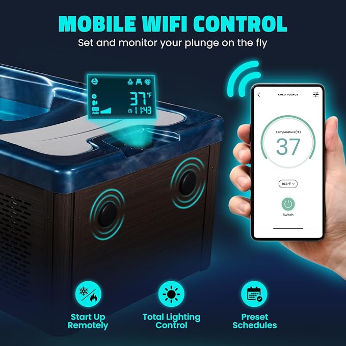 Borealis 69-in. All-in-One Cold Plunge and Hot Tub with Built-in Chiller | Acrylic Interior with 2 Jets, Bluetooth Speakers, Lights, WiFi App Control Chiller for Indoor/Outdoor Use – White