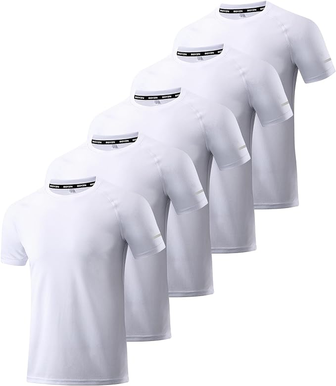 Boyzn 1, 3, 5 or 7 Pack Men's Workout Running Shirts, Dry Fit Moisture Wicking T-Shirt, Gym Athletic Short Sleeve Tee Shirts