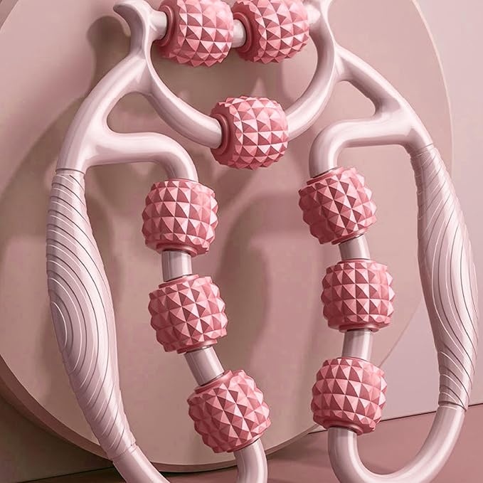 HEEPDD 9 Wheels Muscle Roller, Leg Massager Muscle Relaxation Stretching Roller Foam Roller Deep Tissue Massager for Thigh Arms Leg Waist (Pink)