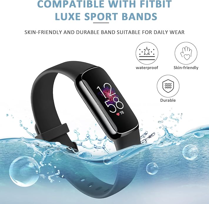 2-Pack Bands for Fitbit Luxe Bands for Women Men, Soft Silicone Wristband Replacement Strap for Fitbit Luxe Special Edition Fitness Tracker