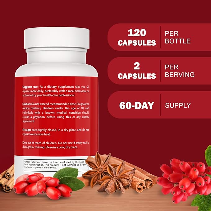 Berberine Supplement with Ceylon Cinnamon, Licorice Extract, Berberine 6X for Healthy Weight Management, Metabolism and Immune Support (120 Capsules)