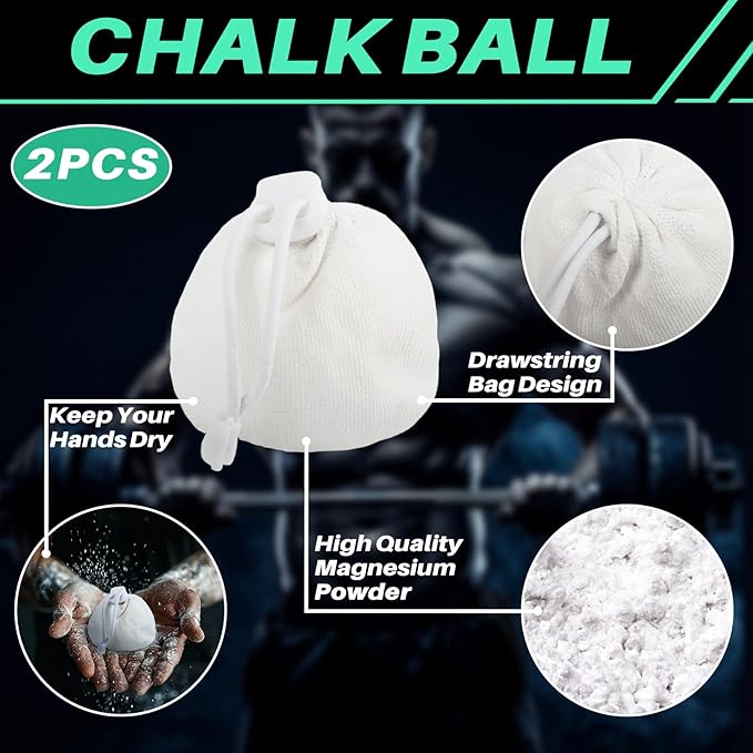2PCS Chalk Ball - Climbing Chalk Gymnastics for Gym, Gymnastics, Grip, Climbing, Weightlifting (2.1 OZ Each)