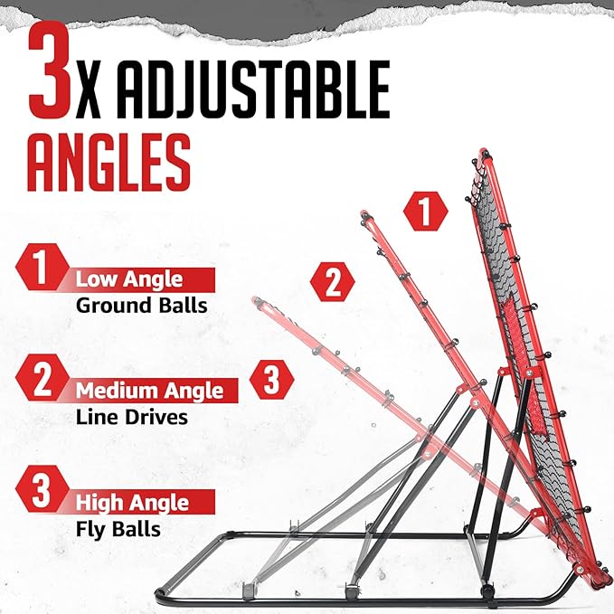 Baseball Rebounder Net, 3/5 Adjustable Angles 4x4.5FT Pitch Back Baseball Softball Volleyball Rebounder with 2 Strike Zones, UV Resistant, Pitchback Trainer for Ground, Line Drive & Fly Balls