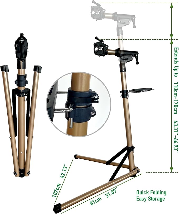 Bike Repair Stand Bicycle Stand for Mechanic Maintenance Rack Road Mountain Lightweight & 360 Adjustable Quick Release Portable Whole Aluminum Alloy for MTB Max 110lbs