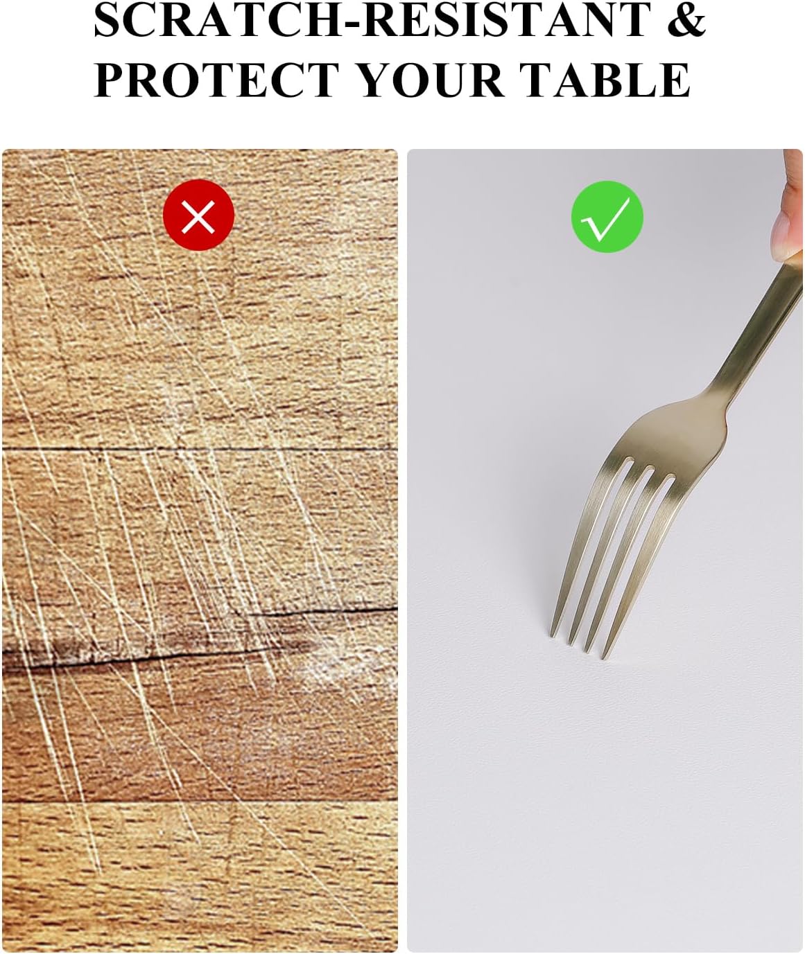 Pure White Plastic Table Cover Protector, 42" x 60" Waterproof Easy Flat PVC Desk Pad Mat, 1.5mm Thick Rectangle Vinyl Table Top Protector for Dining Room Table, Office, Dresser