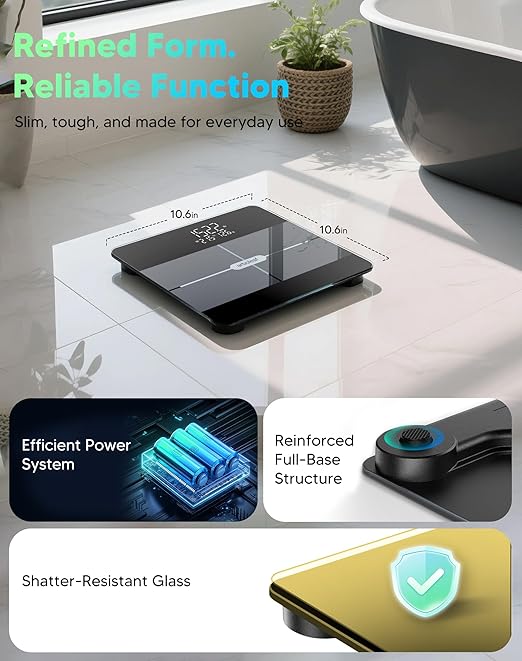 arboleaf Smart Scale for Body Weight, Body Fat Scale with BMI Muscle Mass, 3-in-1 LED Display, Bluetooth Accurate Weight Machine, Tracks 14 Body Metrics via App, Sturdy Tempered Glass, 400lb