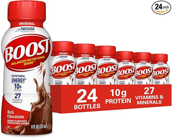 BOOST Original Ready to Drink Nutritional Drinks, Rich Chocolate, 8 Fl Oz Bottles (Pack of 24)