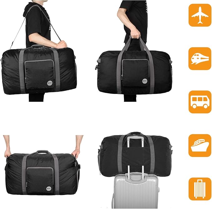 WANDF Foldable Travel Duffel Bag 60-120L Duffle Carry on for Women and Men