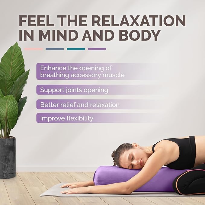 Yes4All Triple-Layer Sponge Yoga Bolster Pillow for Restorative Yoga & Meditation - Versatile Yoga Support Pillow, Balance & Poses Modification