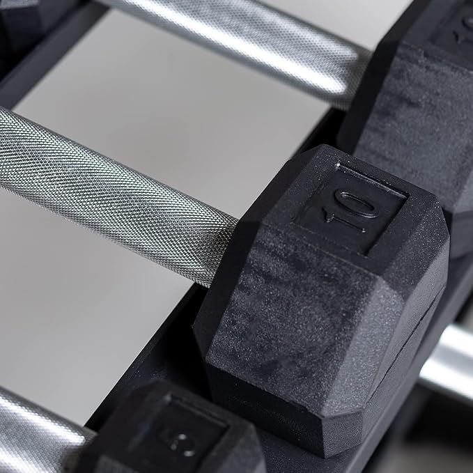 REP Fitness Rubber Hex Dumbbell Set, Adjustable Weight Pairs, Home Gym Equipment, Strength Training For Men Women, Black Coated Grips, Workout Rack Storage Optional, Heavy Lb Free Weights