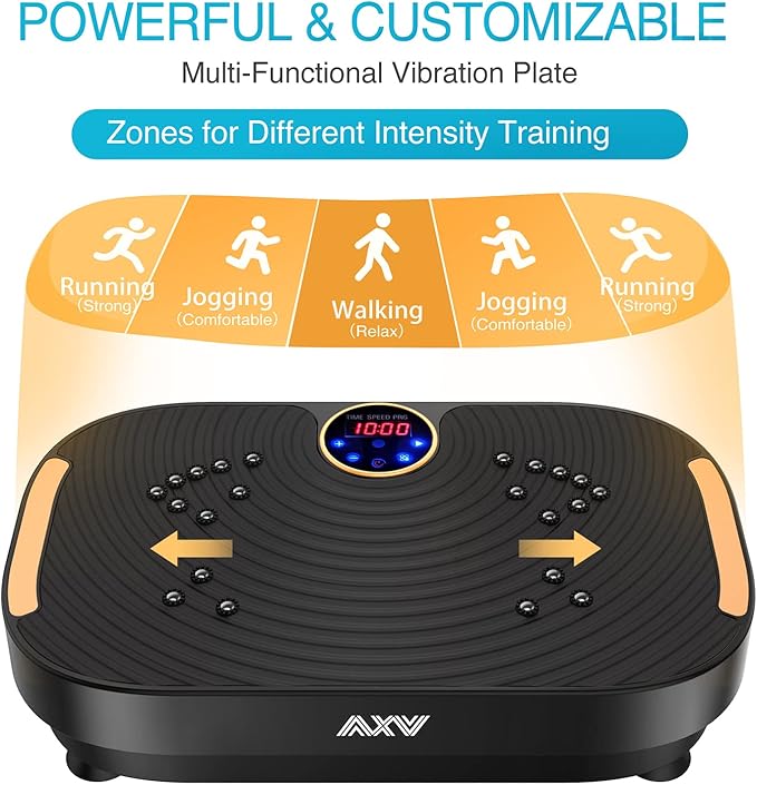 AXV Vibration Plate Fitness Platform Exercise Machine Vibrating Lymphatic Drainage Shaking Full Body Shaker Workout Vibrate Stand Shake Board Sport Gym for Weight Loss Fat Burner for Women Men