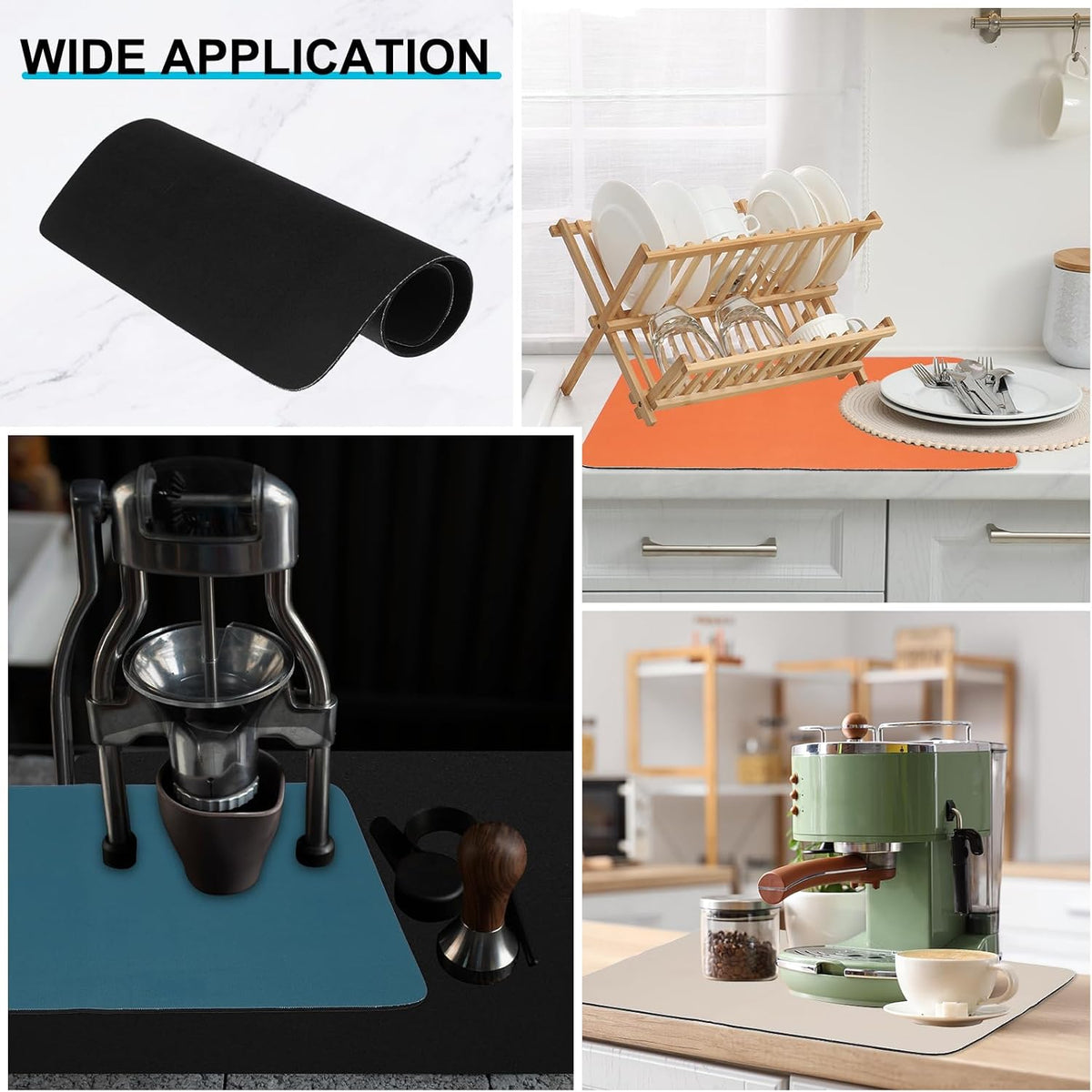 uxcell Silicone Mats for Kitchen Counter, 35.4" x 23.6" Non-Slip Countertop Protector Mat Heat Resistant Coffee Mat Waterproof Table Placemat, Black