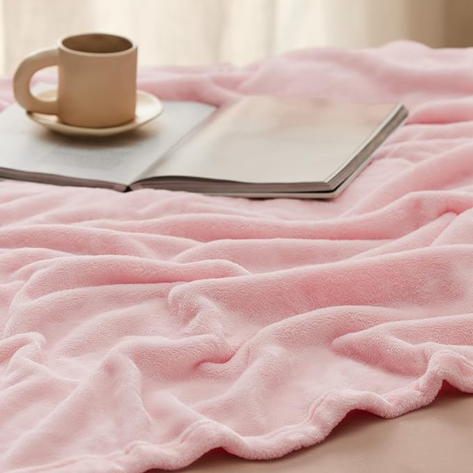 Bedsure Pink Fleece Blanket - 300GSM Soft Lightweight Plush Cozy Blankets for Bed, Sofa, Couch, Travel, Camping, 50x70 inches