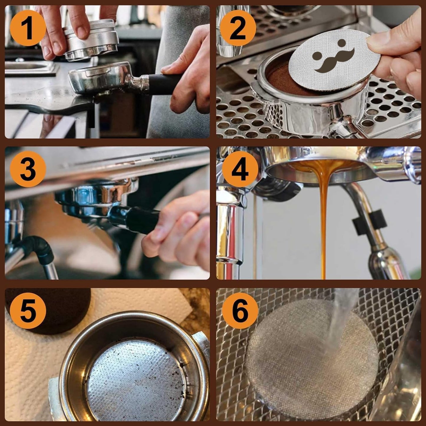 51mm Espresso Puck Screen, Lower Shower Screen, Metal Coffee Reusable Filter for 51mm Espresso Portafilter Basket, 1.7 Thickness(Mustache)