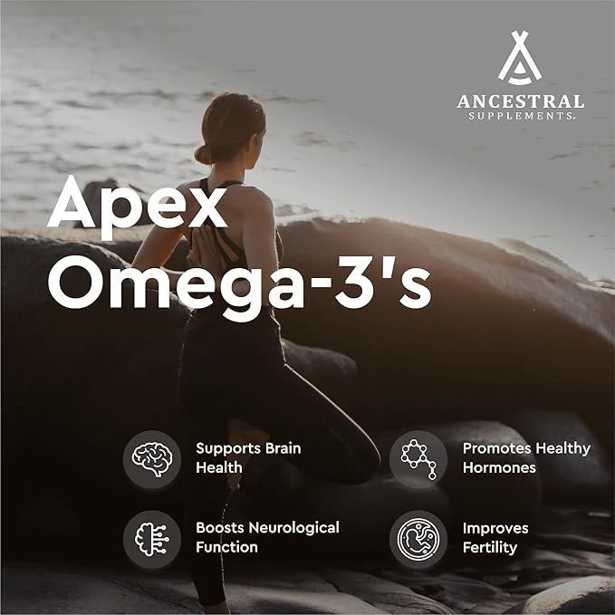 Ancestral Supplements Wild Caught Fish Eggs, 2400mg, Omega-3 Supplement Supports Brain, Heart, Fertility and Inflammatory Health, Whole Food Source of Vitamin D, K2, and A, Non-GMO, 180 Capsules