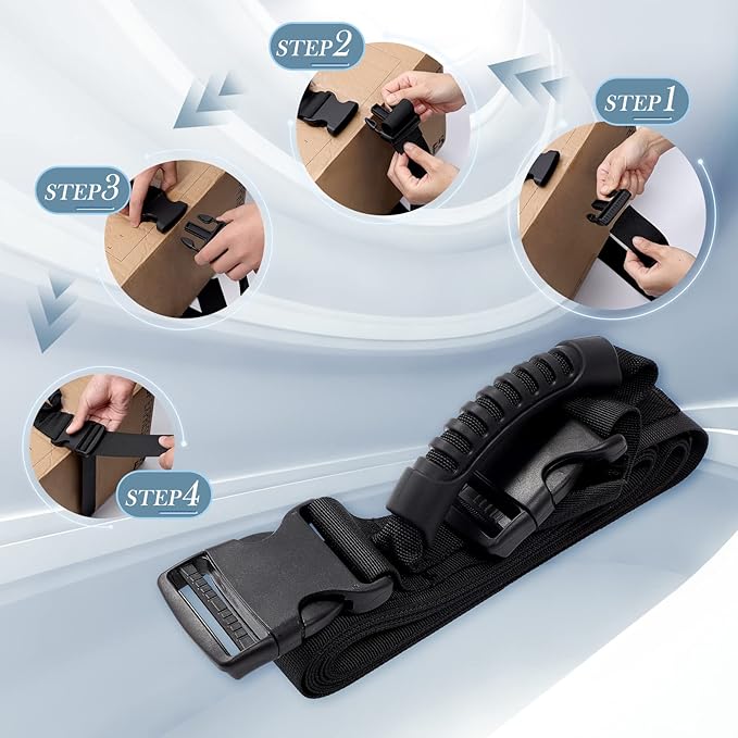 Box Carrying Strap with Handle, Handheld Belt for Safely Moving and Lifting Heavy Boxes, Adjustable Belt, Cross Style Carry Straps, Suitable for Groceries, Luggage(118.1 inch)