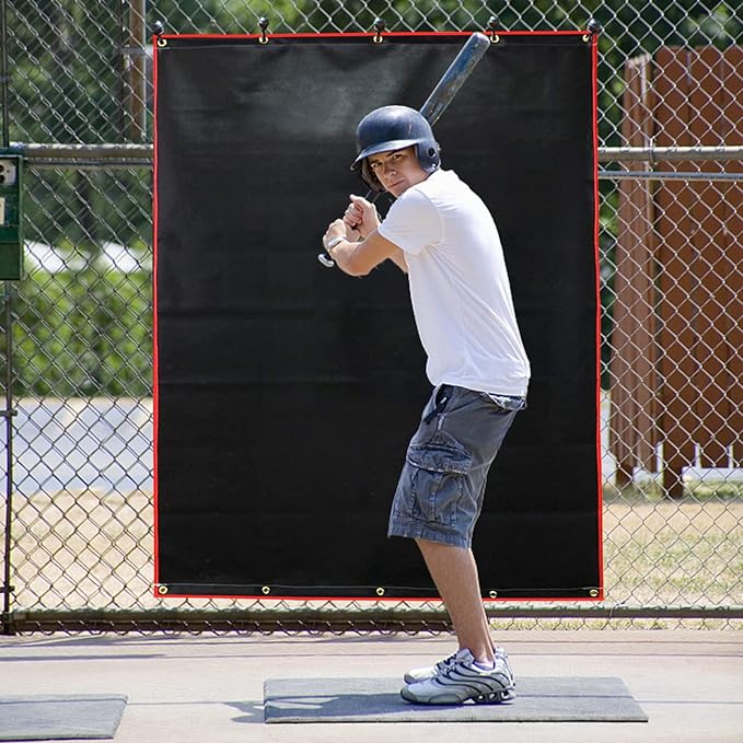 Baseball Batting Cage Backstop with Strike Zone Target - Heavy Duty 4x6/6x8FT PVC Backstop Net for Pitching Practice Backyard Training