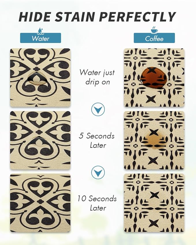 AMOAMI Coffee Mat Hide Stain Rubber Backed Absorbent Dish Drying Mat for Kitchen Counter - Fits Under Coffee Maker or Machine - Khaki 17x31.5