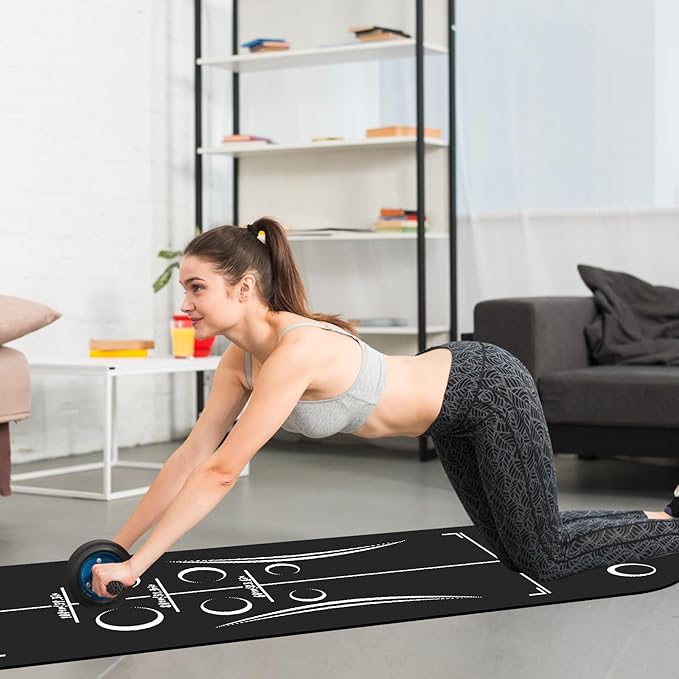 Abdominal Exercise Mat Ab Workout Mat Rubber Non-Slip Abdominal Exercise Mat Ab Roller Mat 71”X 23.6” Heavy Ab Training Mat AB Workout Must Have for Fitness Gym