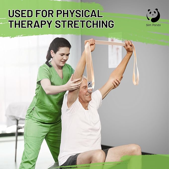 Slim Panda Yoga Strap for Stretching,Cotton Yoga Strap with Adjustable D-Ring Buckle,Non-Elastic Yoga Belt for Pilates,Gym Workouts,Physical Therapy,Improve Flexibility