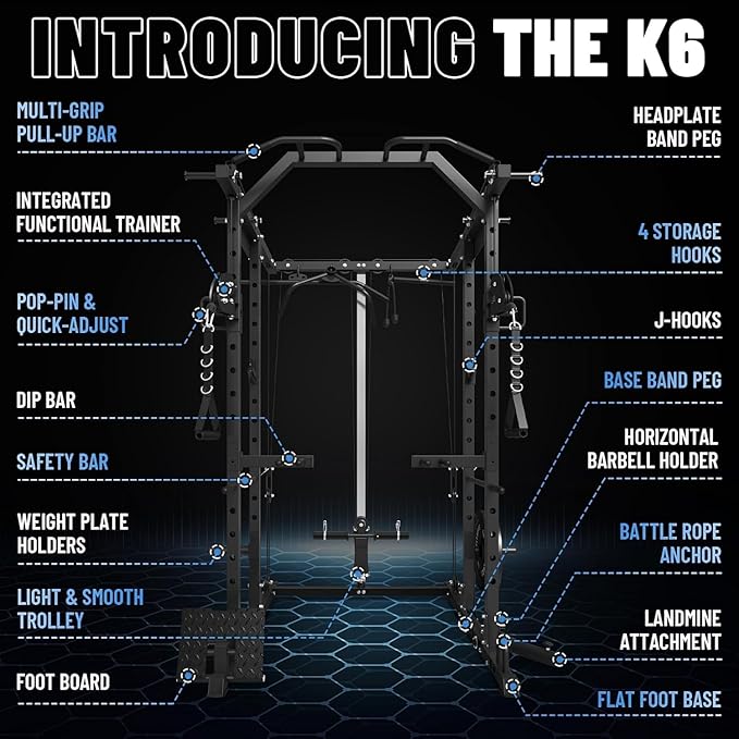 Mikolo Power Cage, Power Rack with Cable Crossover System, 1500LBS Squat Rack with LAT Pull Down System, Workout Cage with Pulley System for Fitness Home Gym