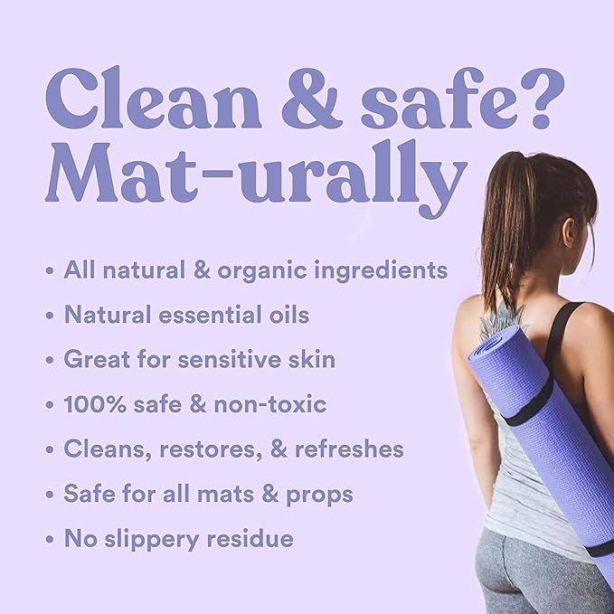 ASUTRA Yoga Mat Cleaner Spray (Peaceful Lavender - Aluminum Bottle), 4 fl oz - No Slippery Residue, Organic Essential Oils, Deep-Cleansing for Fitness Gear & Gym Equipment, Microfiber Towel Included