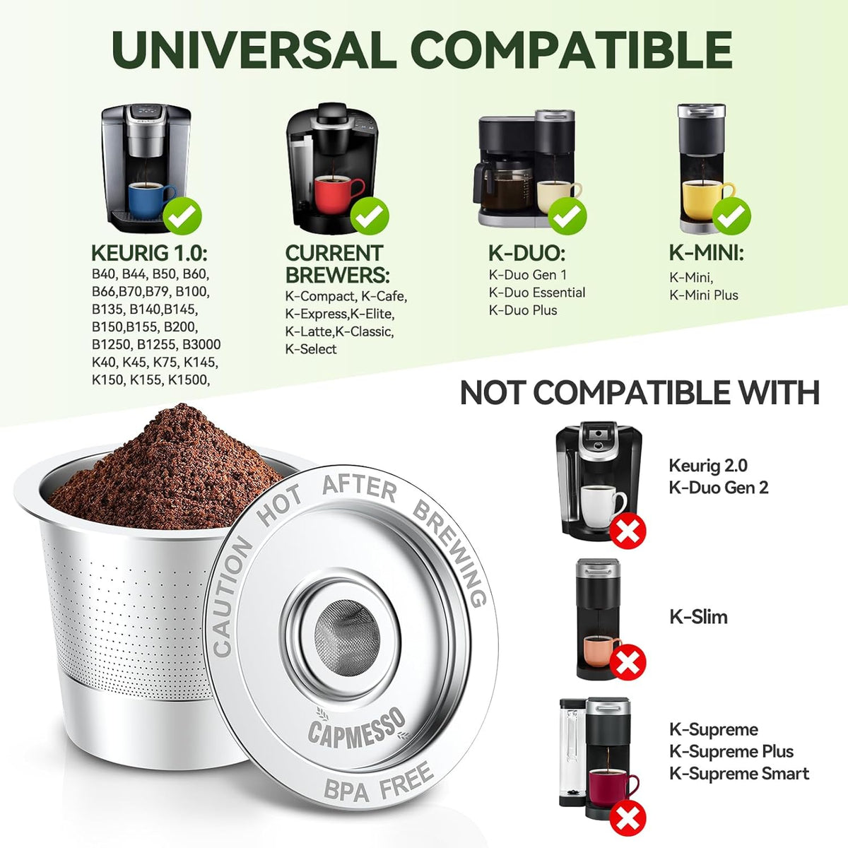 6 Pack Reusable K Cups Coffee Pods for Keurig 1.0: Stainless Steel Refillable K Cup - Reusable Coffee Filter for Keurig 1.0 Coffee Maker, Permanent, Eco-Friendly, Innovative Design