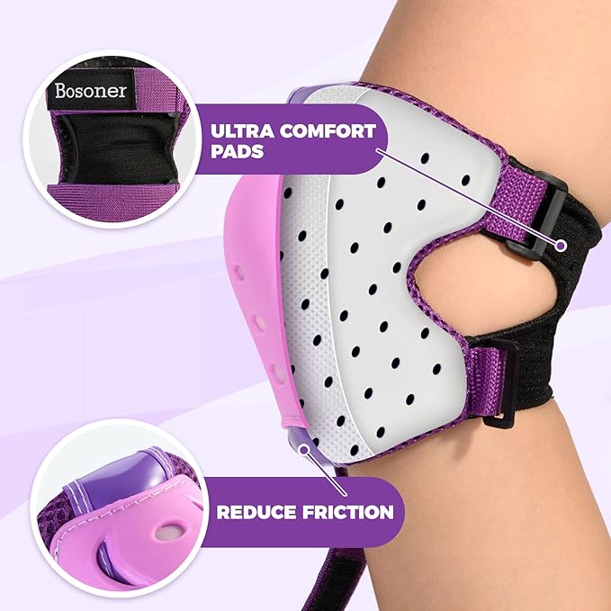 BOSONER Kids/Youth Knee Pad Elbow Pads Guards Protective Gear Set for Roller Skates Cycling BMX Bike Skateboard Inline Skatings Scooter Riding Sports