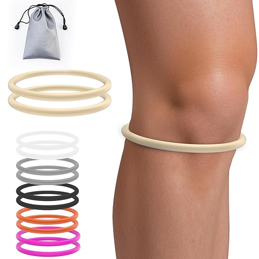 2PCS Patella Band for Knee Pain Relief, Patellar Tendon Support Strap for Tennis, Running, Jumpers, Soccer, Basketball and Hiking, Breathable & Lightweight Patella Stabilizer Knee Strap Brace Support for Women and Men, Comes with Storage Bag (Beige)