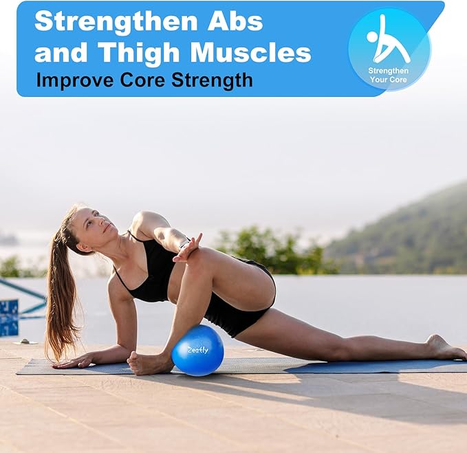 9 Inch Mini Exercise Ball for Pilates, Yoga, and Core Training, Small Exercise Ball with Pump, Guide for Physical Therapy, Balance, Stability, and Stretching, Ideal for Home land Office Fitness