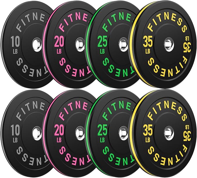 Bumper Plates 2 - Inch Olympic Weight Plate Set for Barbell, 10-55 lb Rubber Weights Sets for Home Gym, Strength Training Plate, Weight Lifting, Black