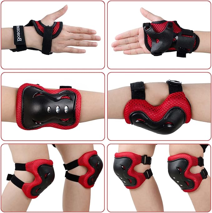 BOSONER Kids/Youth Knee Pad Elbow Pads Guards Protective Gear Set for Roller Skates Cycling BMX Bike Skateboard Inline Skatings Scooter Riding Sports