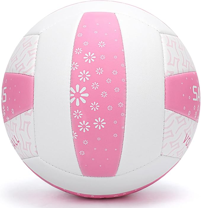 Beach/Water/Sand Volleyballs, Outdoor/Indoor Official Size, Soft Touch Volleyball for Beginners, Cute Volley Ball for Girls/Kids/Youth, Ideal Gifts with Pump for Backyard, Pool, Middle School