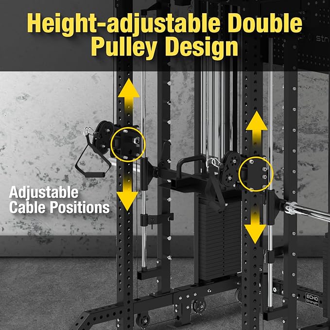 Commercial Cable Crossover Exercise Machine All in One Functional Trainer Cable Machine with 400LBS Weight Stacks Power Cage Squat Rack with Pulley System Compact Functional Trainer for Home Gyms