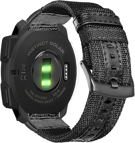 22mm Military Nylon Watch Bands for Garmin Instinct/Instinct 2 Solar, Durable Fabric Sport Strap Replacement Wristband Bracelet for Garmin Instinct Tactical/Esports/Tide/Instinct Solar