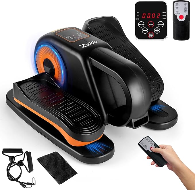 Zakle Under Desk Elliptical Machine, Ellipse Leg Exerciser as Seen on Tv for Seniors w/Remote & 12 Speeds Level, Manual & Auto Mode, Quiet Electric Seated Pedal Exerciser for Home Office